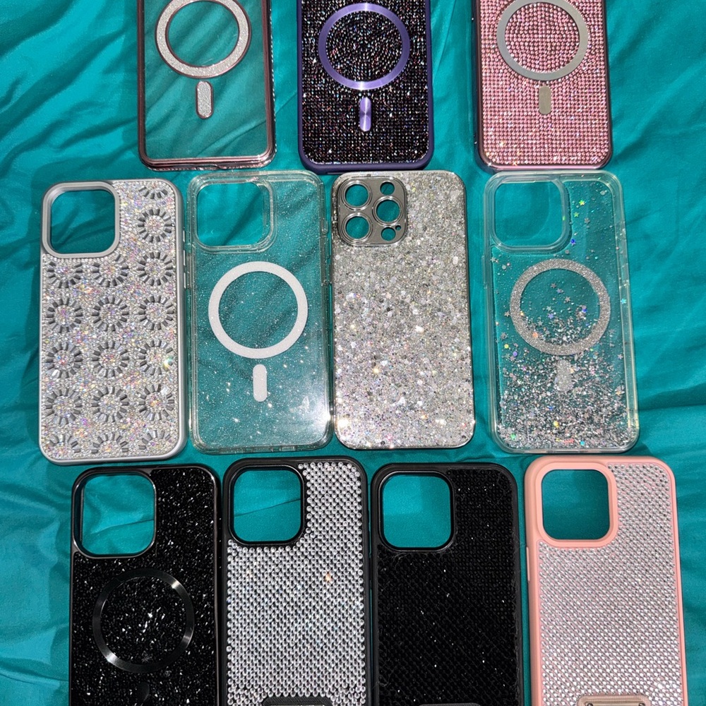 Glittery Phone Case Collection - Black, Silver, Pink